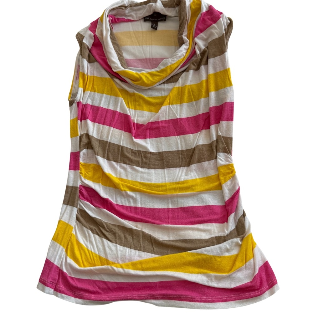 Fenn Wright Manson Striped Sleeveless Cowl Neck Top – Size S